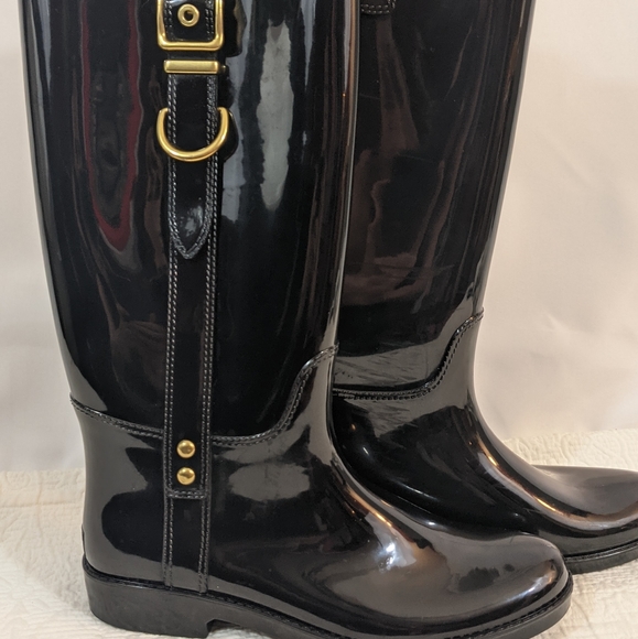 Coach Shoes - Coach Tasha Rain Boots Black Size 10